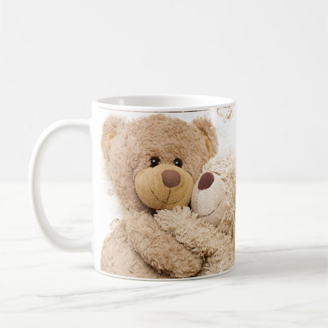Teddylove, teddybears love,lovely,cute,fuzzy,warm coffee mug (Left)