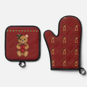 Teddy's Gift Oven Mitt & Pot Holder Set