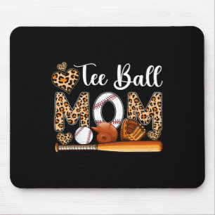Tee Ball Cute Mom Leopard Costume Baseball Mother' Mouse Pad