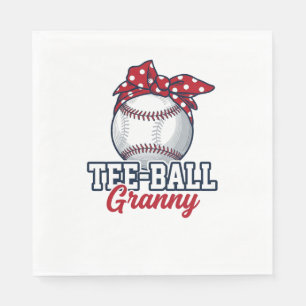 Tee Ball Granny Baseball Bow Vintage Shirt_1 Napkin
