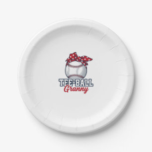 Tee Ball Granny Baseball Bow Vintage Shirt_1 Paper Plate