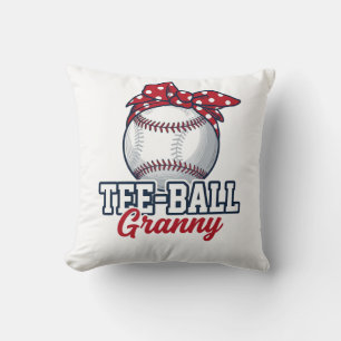 Tee Ball Granny Baseball Bow Vintage Shirt_1 Throw Pillow