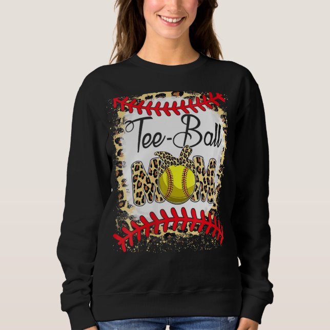 Tee Ball Mom Softball Leopard Bleached Mother's Da (Front)