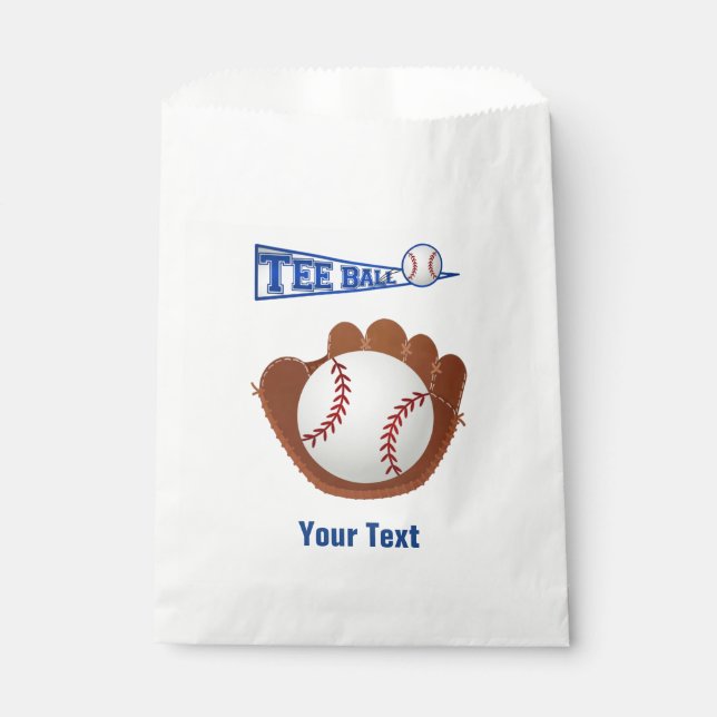 Tee Ball  - White Favour Bags (Front)
