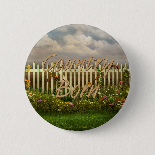 TEE Country Born 2 Inch Round Button (Front)