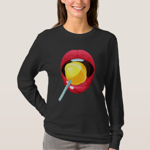 Tee Female Candy Mouth Sweet Set Woman Red Lipstic