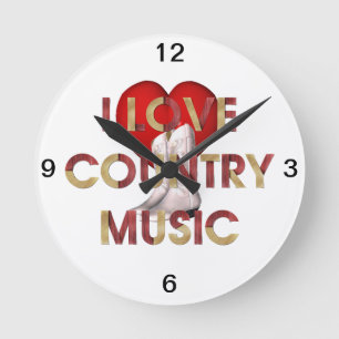 TEE I Love Country Music Round Clock