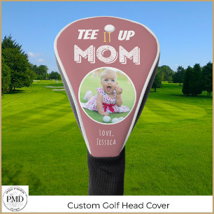 Tee It Up Mom Personalized Photo Dusty Rose Golf Head Cover