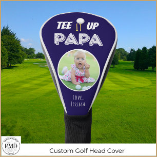 Tee It Up Papa Custom Photo Fathers Day Blue Golf Head Cover