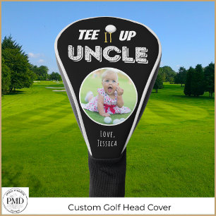 Tee It Up Uncle Custom Photo Fathers Day Black Golf Head Cover
