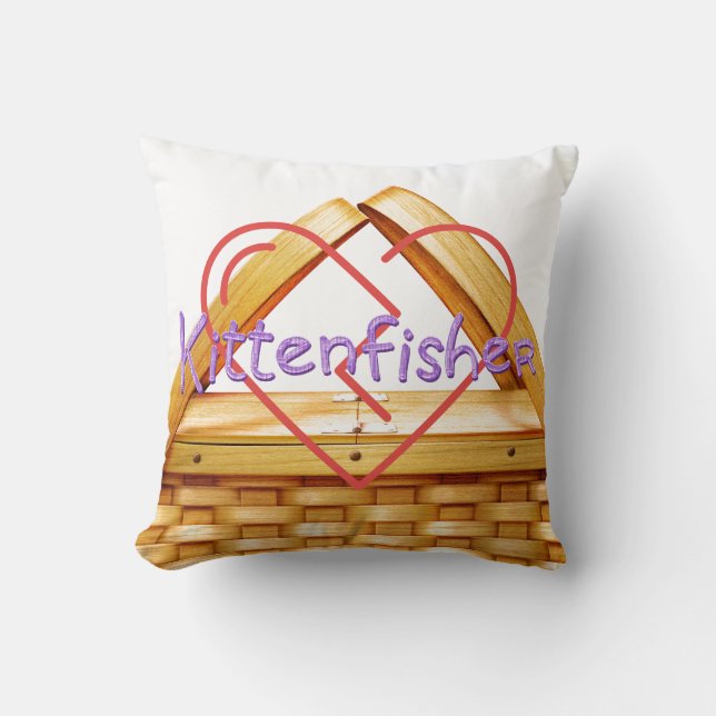 TEE Kittenfisher Throw Pillow (Front)
