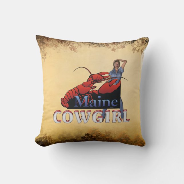 TEE Maine Cowgirl Throw Pillow (Front)