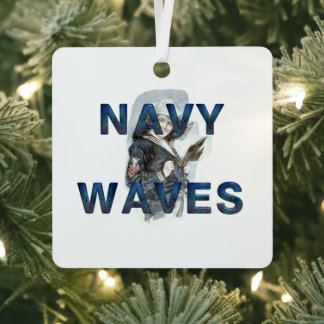 TEE Navy Waves Metal Ornament