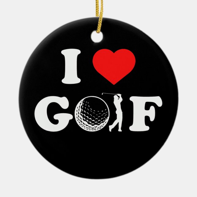Tee off I love Golf Club Golfer  Ceramic Ornament (Front)