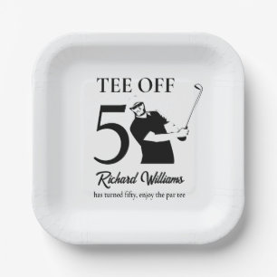 Tee Off Start of A New Era Men's 50th Birthday  Paper Plate