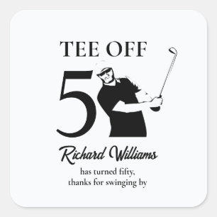 Tee Off Start of A New Era Men's 50th Birthday  Square Sticker