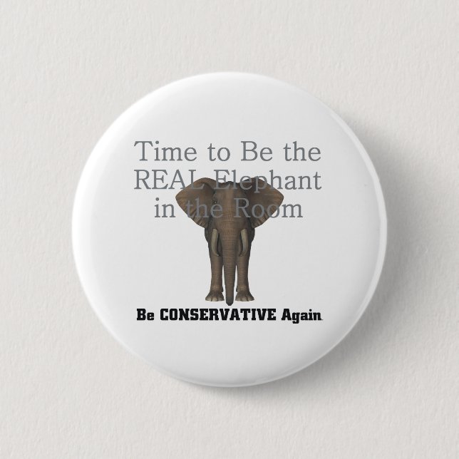 TEE Real Elephant 2 Inch Round Button (Front)