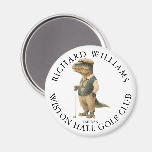 Tee-Rex Dinosaur Custom Golfer Name And Club Magnet