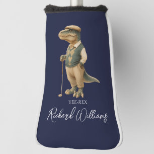 Tee-Rex Golfer Dinosaur Signature Name Navy Blue Golf Head Cover