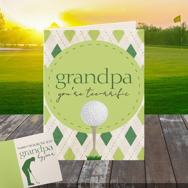 Tee-rrific Personalized Argyle Golf Folding Gift Card (Golf Best by Par Best in the Game Folding Gift Greeting Card for Him or Her)