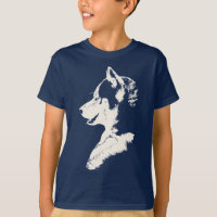 Tee - shirts de Husky T-Shirt Kid's Sled Dog Art K