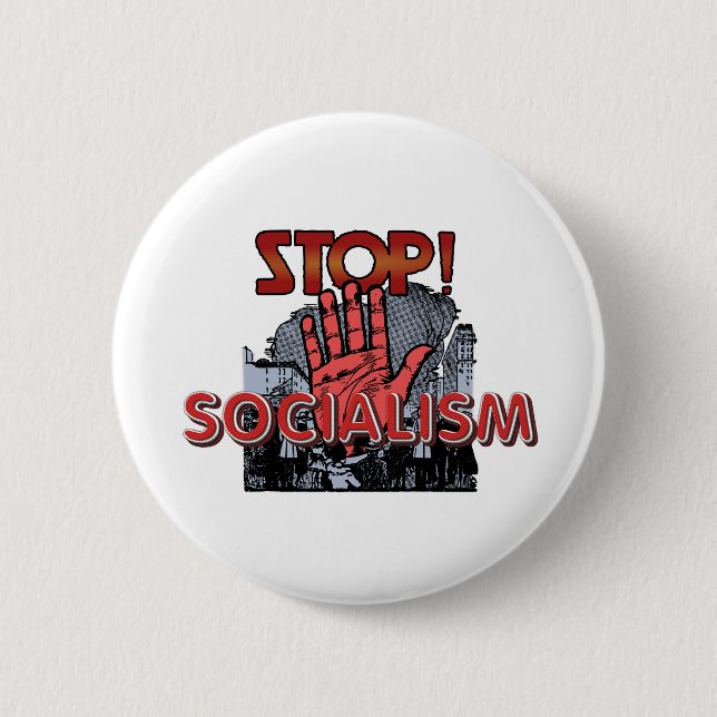 TEE Stop Socialism 2 Inch Round Button (Front)