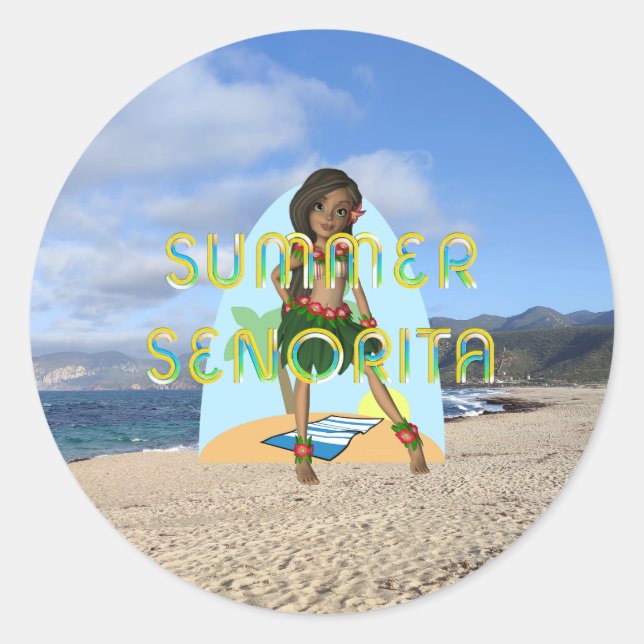 TEE Summer Senorita Classic Round Sticker (Front)