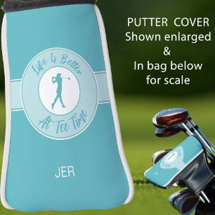 Tee Time  Funny Women’s Putter Cover Monogram Teal