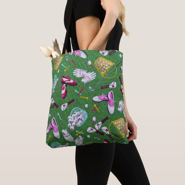 Tee Time Girly Golf Tote Bag (Close Up)