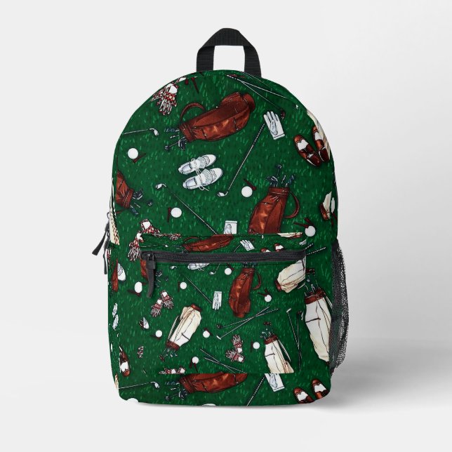 Tee Time Golf Printed Backpack (Front)