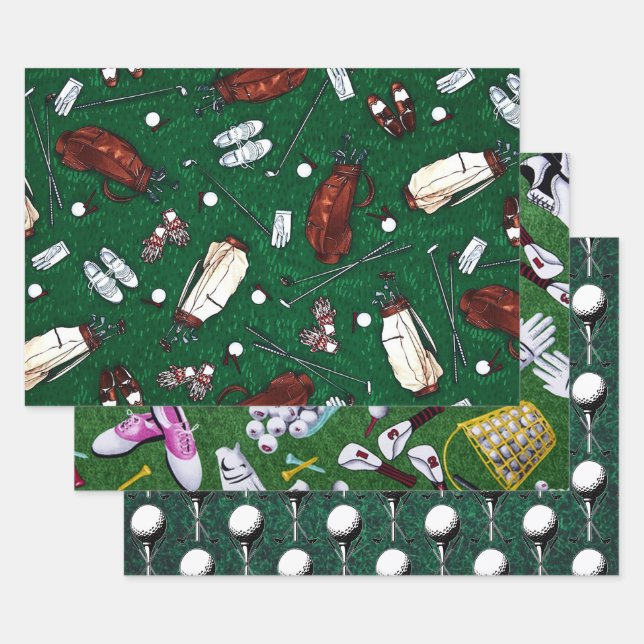 Tee Time Golfers Collection Wrapping Paper Sheet (Set)