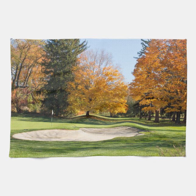 Tee Time in Autumn Kitchen Towel (Horizontal)