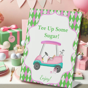 Tee Up For Sugar Desserts Baby Shower Golf Cart Pedestal Sign