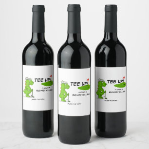 Tee Up Retired Golf Dinosaur Player Comic Wine Label