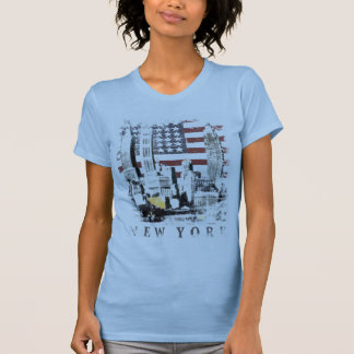 Tee with New York Skyscrape over Stars and Stripes