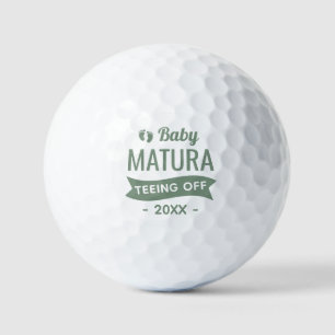 Teeing Off Baby Announcement Personalized Sage Golf Balls