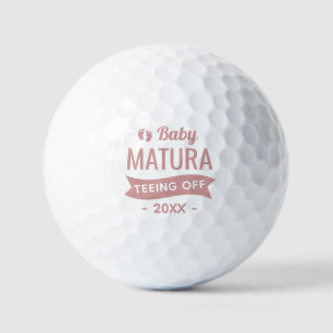 Teeing Off Baby Girl Announcement Personalized Golf Balls