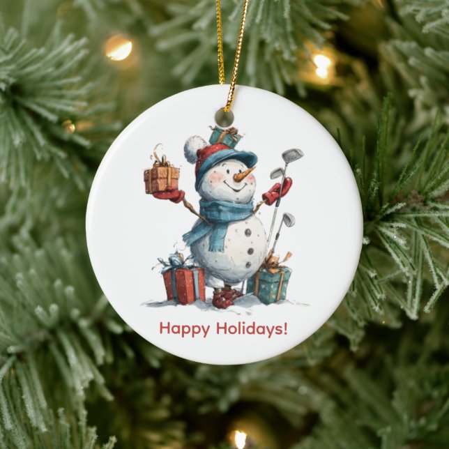Teeing Up Holiday Cheer Ceramic Ornament (Tree)
