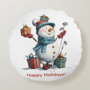 Teeing Up Holiday Cheer Round Pillow