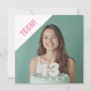 Teen 13 Years Custom Photo Birthday Party Invitation