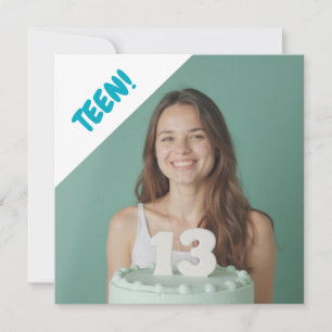 Teen 13 Years Custom Photo Birthday Party Invitation