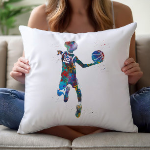 Teen Basketball Player Throw Pillow