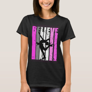 Teen Believe Ice Skating Team Pink Ice Skates Ice  T-Shirt