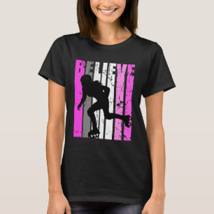 Teen Believe Roller Skating Team Pink Inline Skate T-Shirt
