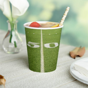 Teen Birthday 50 Yard Line Green Field Football  Paper Cups