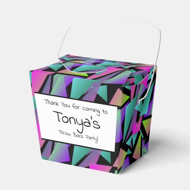 Teen Birthday 80s 90s Neon Gemetrical Favour Box (Front Side)