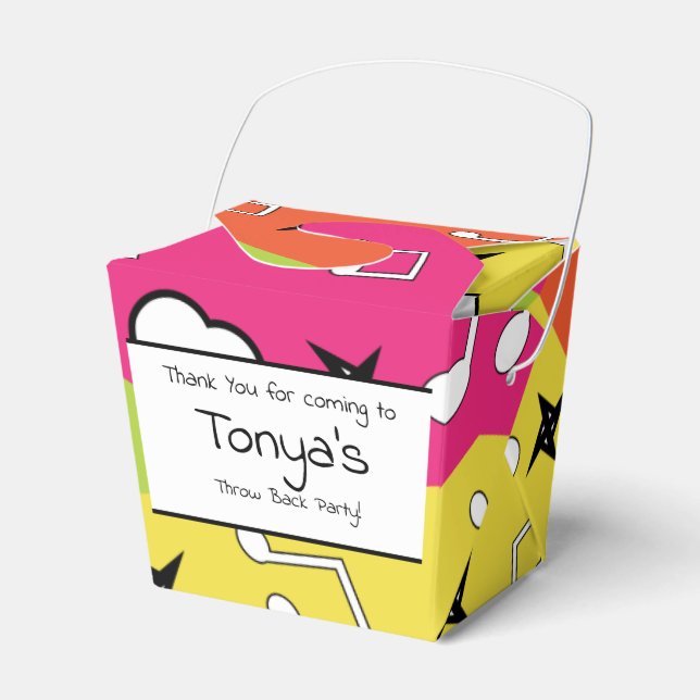 Teen Birthday 80s 90s Neon Music Favour Box (Front Side)