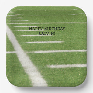 Teen Birthday Yard Lines Green Football Field  Paper Plate