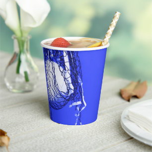 Teen Bold Blue Birthday Net & Volleyball Sports Paper Cups