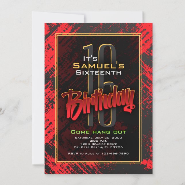 Teen Boy Birthday Invitation (Front)